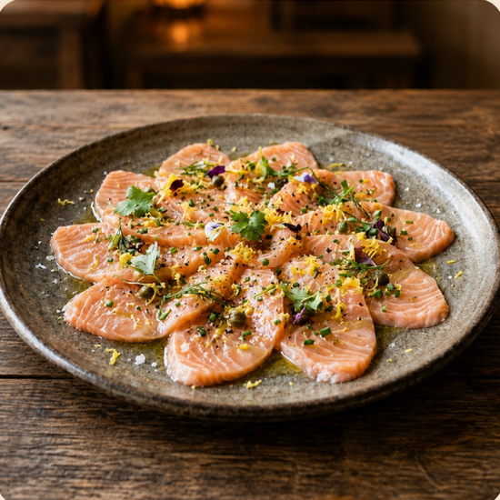 Carpaccio de salmão do Aji Sushi